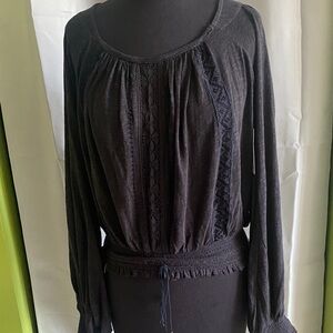 New Free People Black Long Sleeve Blouse